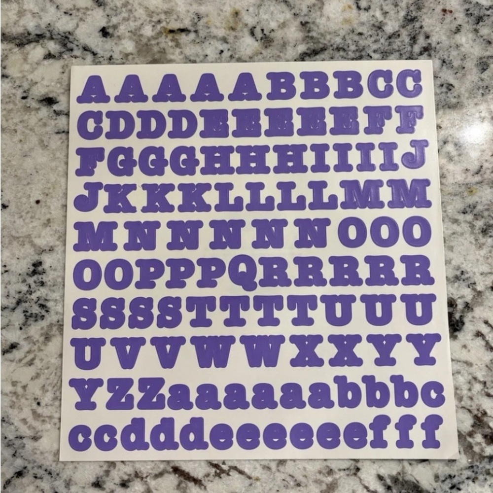 Creative Memories Original Large Bold Pastel Purple ABC/123 Scrapbook Stickers